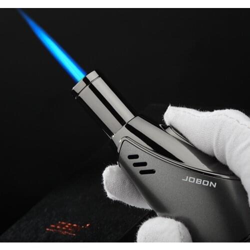 Butane Gas Inflatable Straight Into The Lighter Windproof Metal Blue Flame Cigarette Lighter Mens Gadgets Cigar Accessories