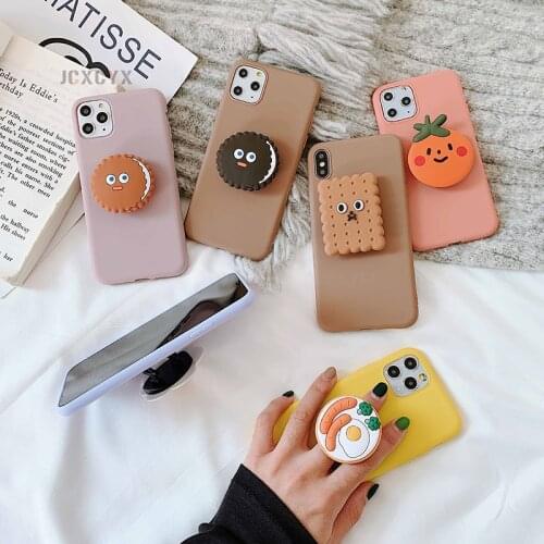 Cute Biscuit Phone Holder Case for Huawei Nova 8 7 Pro 7i 6 SE 5T 5Z 5i 5 Pro 4e 3i 3E 3 2i 2+ 2 Lite Stand TPU Back Cover