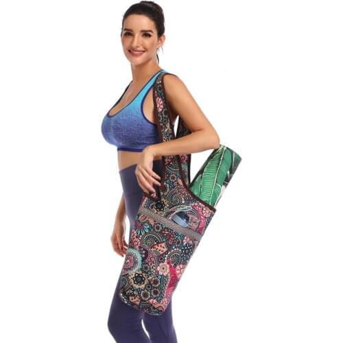 Strip Flower Non-slip Yoga Bag Popular Yoga Pilates Mat Mattress Case Bag Zipper Pocket Gym Fitness Exercise Workout Carrier