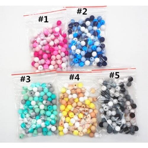 Chengkai 100pcs 9mm 12mm 15mm BPA Free Loose Silicone Teether Beads DIY Round Baby Pacifier Charm Jewelry Sensory Toy Boy color
