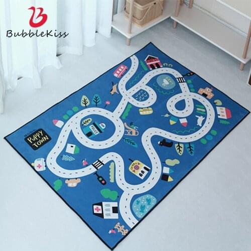 Bubble Kiss Highway Carpet Living Room Cartoon Childrens Room Blue Rugs Home Bedroom Decor Crawling Game Anti-Slip Floor Mat