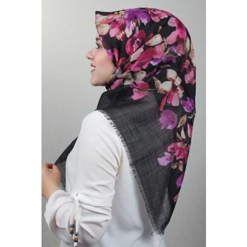 ERİPEK SHİNE PATTERNED SILVERY LINEN SCARF-DESEN-05-RENK-09