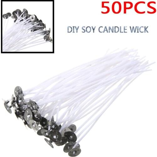 50Pcs 15cm Candle Wicks Pre Waxed Wick White For Cotton Core Candles DIY Making Craft Wick Making Birthday Party Candle