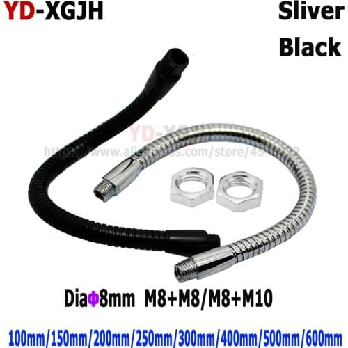 Dia8 DIY M8+M8 M8+M10 male screw female thread Soft Light metal Flexible conduit metal gooseneck hose serpentine tube clamp lamP