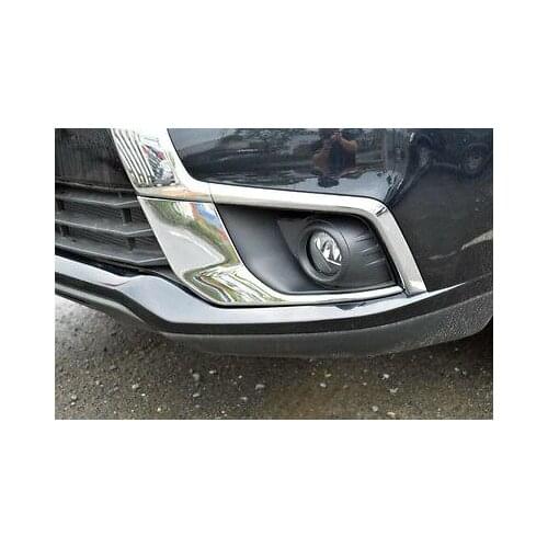 Chrome Front Fog Light Eyelid Cover Trim 2pcs For Mitsubishi ASX 2016 2017
