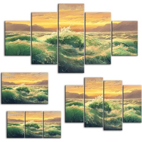 Canvas Wall Art Printed Green Sky White Abstract View Gifts Pictures Poster Paintings Home Decoration Modular Living Room Frame
