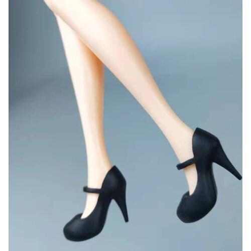 Classic Black High Heel 11.5" Doll Shoes for Barbie Accessories Office Work Footwear Boat Shoes for Blythe Heeled Shoes Toys 1/6