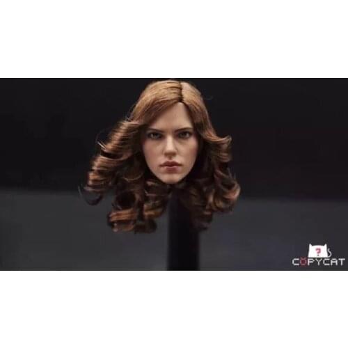 Collection 1:6 Scarlett Johansson Black Widow Head Sculpt With Brown Curly Hair Female Headplay Model For 12" Female Figure Toy