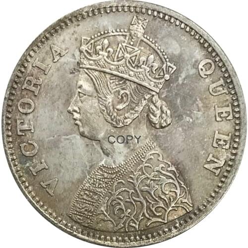 1882 India Half Rupee Victoria Queen Cupronickel Plated Silver Collectibles Copy Coin