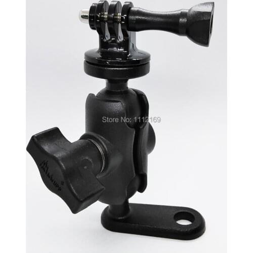 Heavy Duty Motorcycle Mirror Rear View Mount Stand Aluminum Alloy 5.3 cm Doublt Socket Arm and Mirror Base for Gopro and Cameras