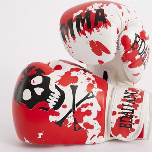 Luvas Box Red 10oz Skull Taekwondo Kungfu Muay Thai Mitts Male Female Gants De Boxe Training Sanda Boxing Gloves Wushu Luvas Box