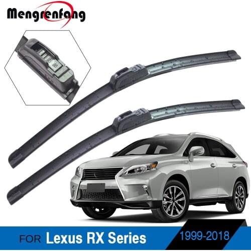 For Lexus RX RX300 RX330 RX350 RX400h RX450h 1999-2018 Car Front Windscreen Soft Rubber Wiper Blades J Hook & Push Button Arms