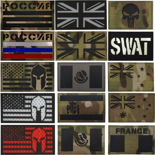 National Flag Reflective Embroidery Badge Patch, Russian Tactics, Morale Military Patch, Paste, Backpack Hat Decoration Icon