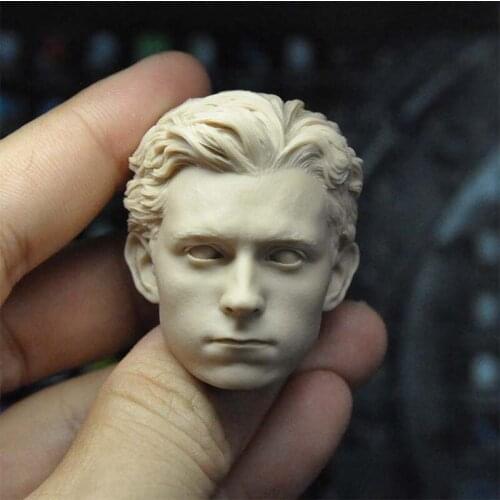 Unpainted 1/6 Spider Hero Tom Holland Head Sculpt Carving Model Fit 12" Male Action Figure Body for Painting Exercise