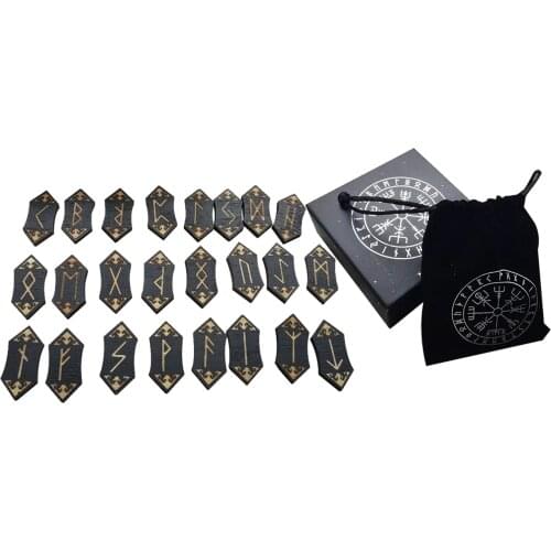 Rune Stones Card Set Nordic with Bag Props The package includes 24 runes, 1 blank rune and 1 dedicated rune storage bag