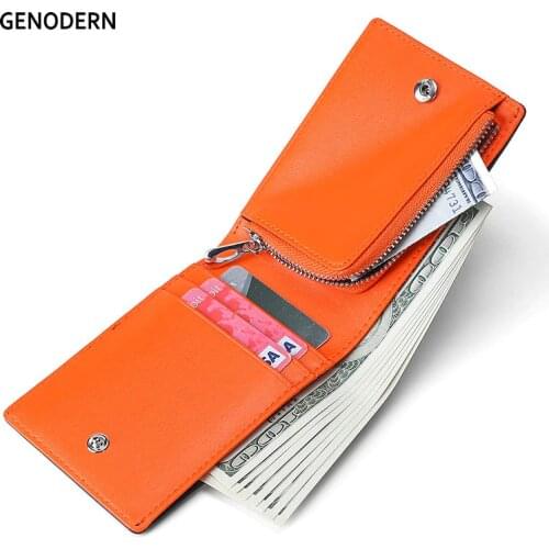 GENODERN New RFID Mini Wallet for Men Small Wallet with Coin Pocket Fashion Multifunctional RFID Blocking Male Purse