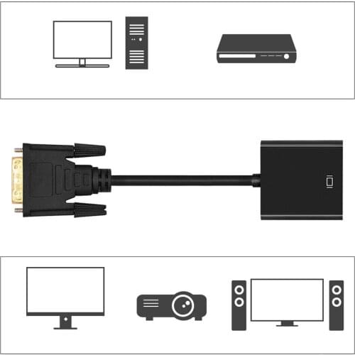 Original DVI Male to VGA Female Video Converter Adapter DVI 24+1 25 Pin DVI-D to VGA Adapter for TV PS3 PS4 PC Display 1080P