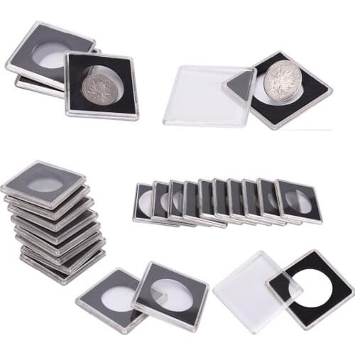 Plastic Box Coin Holder Capsules Container Coin Transparent Gaine Coin Square Storage Box Display