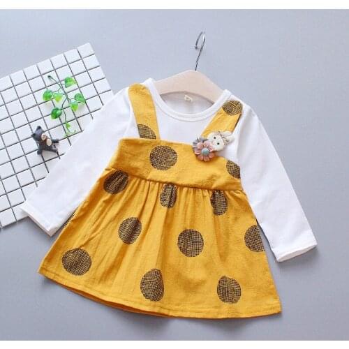 Girls Dresses Dot Fashion Kids Girls Dress Cartoon Long Sleeve Princess Dress Fashion Kids Dresses Childrens Clothing