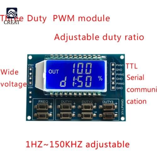 DC 3.3V-30V Frequency 1 Hz -150 KHz Duty Cycle 0 -100 Adjustable Meter PWM Signal Generator with LCD Display Meter 3 Channel