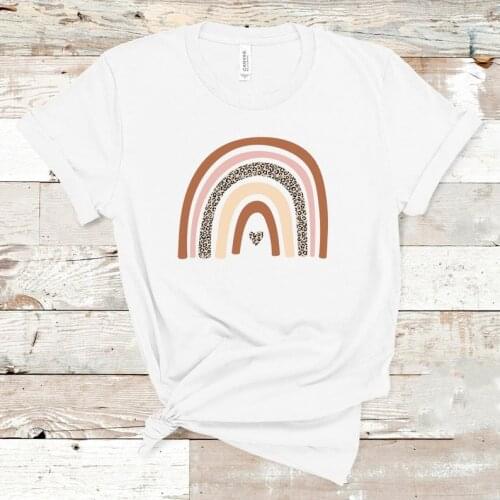 Rainbow Shirt Gift Funny Graphic Korean Women Tshirt Fashion Casual 100% Cotton Round Neck Female T-Shirt Short Sleeve Top Tees