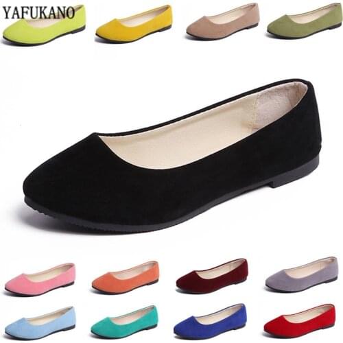 Plus Size 35-43 Women Flats Slip on Flat Shoes Candy Color Woman Boat Shoes Black Loafers Faux Suede Ladies Ballet Flats