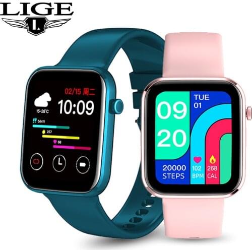 LIGE Smart Watch Men Heart Rate Blood Pressure Monitoring Fitness Tracking Watch Pedometer Sports Waterproof Ladies Smartwatch