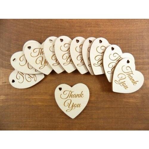 Wedding Thank You Heart Signs Favor Tags Anniversary Laser Cut Wood Shapes Wrapping Invitation Envelopes Decorations