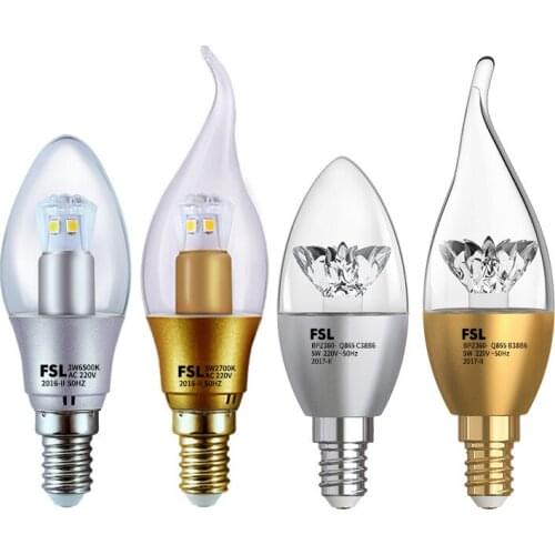 Lighting LED bulb E14 small screw tip bulb, pointed candle tail bulb 3w crystal light