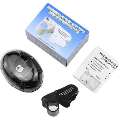 60X 30X Glass Magnifying Magnifier Loop Jewelry Loupe with LED Light Compatible with Gems Jewelry Coins Stamps