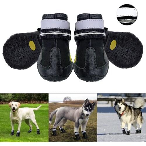 Big Dog Shoes Waterproof Dog Boot Outdoor Pet Rain Snow Shoes Boots Reflective Rubber Boots For Medium Large Dogs