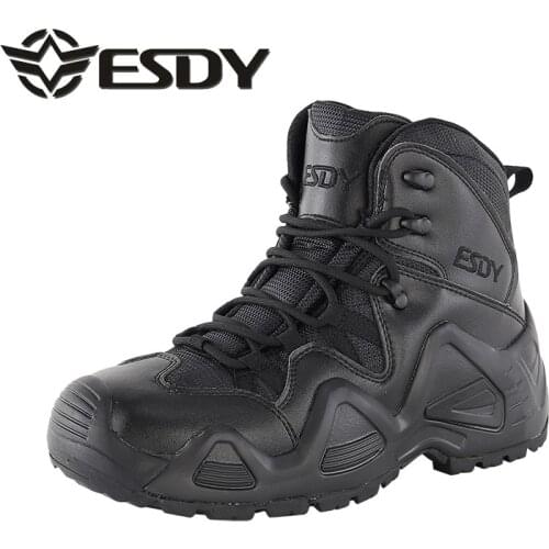 Military Hiking shoes Outdoor Men waterproof Nylon Leather Tactical Boots Army Fans Camping Hunting Combat Training sneakers