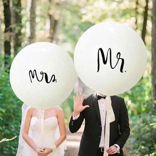 36Inch Brightness White Color Mr Mrs Balloons Large Ballon Wedding Decor Birthday Party Globos Latex Round Inflatable Balloon