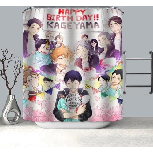 100% Polyester Fabric Custom Haikyuu Anime Boy Shower Curtain Modern Bathroom Curtain Waterproof HD Printing Bath Curtain