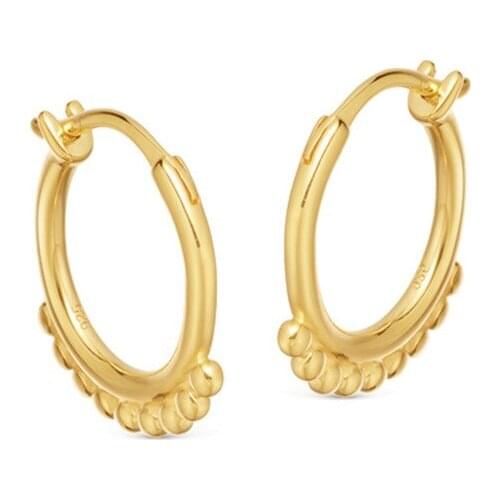 2019 Real pure 925 Sterling Silver Hoop Earring For Women Ear Jewelry Small Round Female Gold Color Vintage korean Wholesale