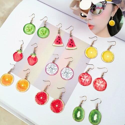 Women Earring Fashion Creative Summer Fruit Earrings Jewelry Watermelon Strawberry Cute Kawaii Accessories Personalized Gift