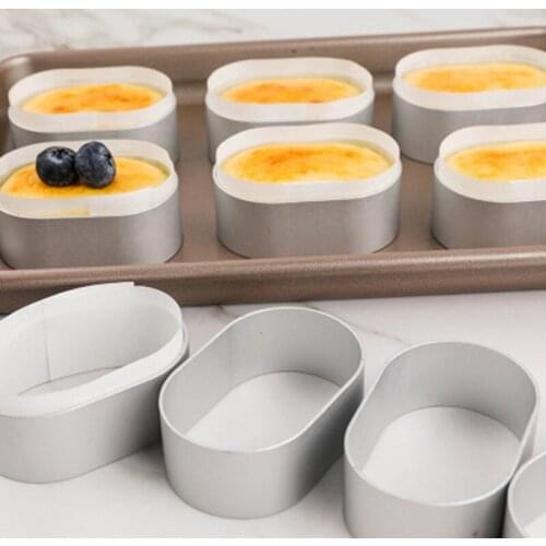 1 Set Aluminum Alloy Oval Mousse Cheese Semi-Cooked Ring Egg Tart Cake Cutting Baking Mold-Dropship
