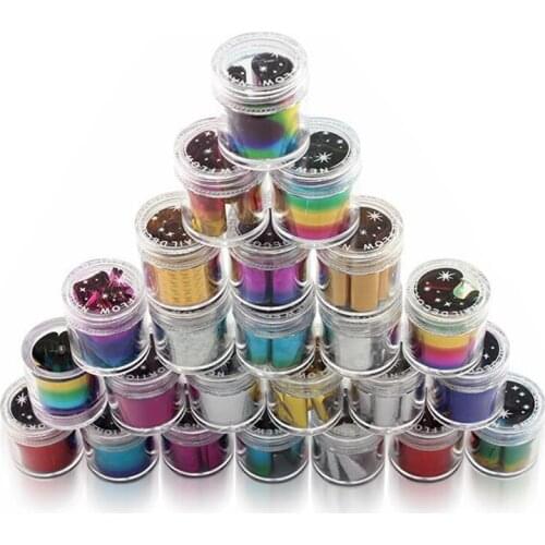 1 Roll 24 Color Laser Nail Foil Silver Holographic Manicure Nail Art Transfer Stickers Decal DIY personality Sticker Decoration