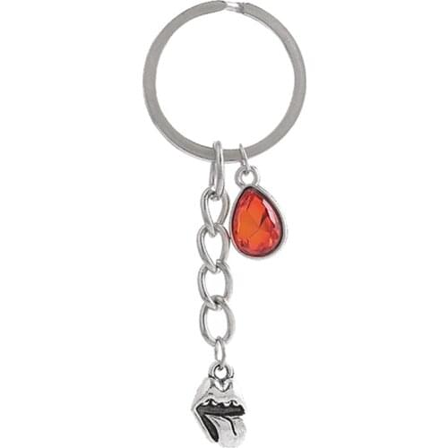 1PCS Women/Mens Fashion Tongue out Charm 25mm Keychain Key Rings Alloy Charms Gifts 20 Colors You Choose