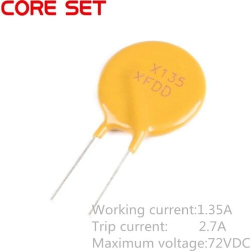 10PCS 72V 1.35A 1350MA PPTC Resettable Fuse RXEF135 XF135 Pitch 5mm