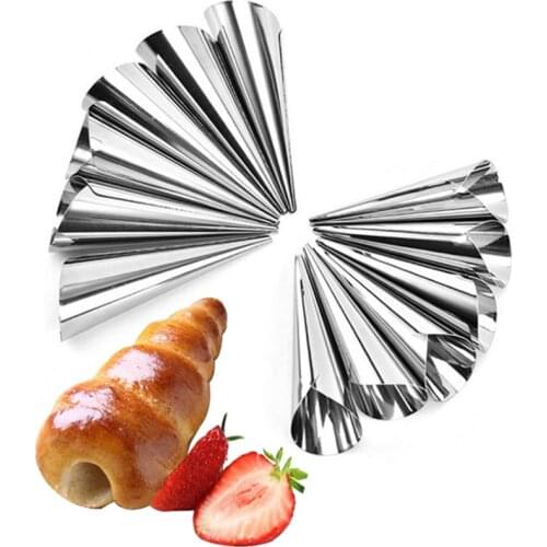 10Pcs Conical Tube Cone Roll Moulds Spiral Croissants Molds Cream Horn Mould Pastry Mold Cookie Dessert Kitchen Baking Tool