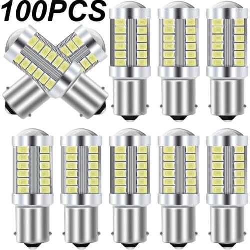 100pcs 1156 BA15S P21W 1157 P21/5W BAY15D BAU15S PY21W LED Car Tail Bulb Brake Lights Reverse Lamp Daytime Running Signal Light