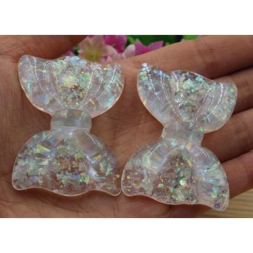 15pcs/lot DIY resin cabochons accessories resin bow flat back resin flowers 55*40mm