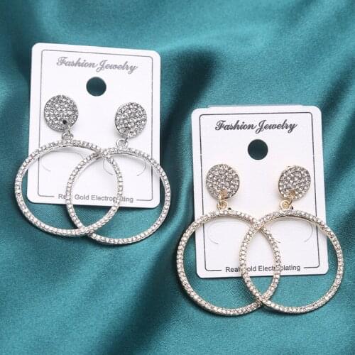 2021 Trend Long Hanging New Years Unusual Earring For Women Round Vintage Stainless Steel Earrings Crystal Jewelry Big Zircon