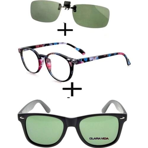 3Pcs!!! Retro Round Light Reading Glasses for Men Women + Polarized Sunglasses Squared Ultralight+ Sunglasses Clip
