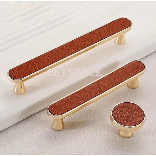 Free shipping5/3.8"Modern simple leather handle Hardware cabinet door handle wardrobe cabinet leather handle Fashion shoe handle