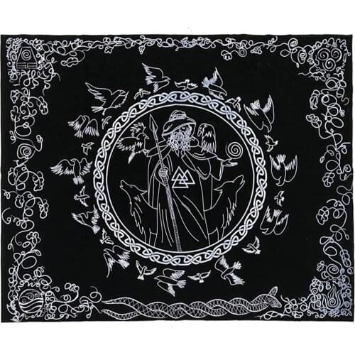 74X60CM Odin Blessing Rituals Tarot Card Tablecloth Velvet Divination Altar Cloth Board Game Fortune Astrology Oracle gaudily