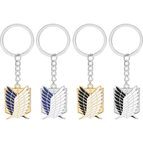 Attack On Titan Keychain Shingeki No Kyojin Anime Cosplay Wings of Liberty Key Chain Rings For Motorcycle Car Keys Gifts llavero