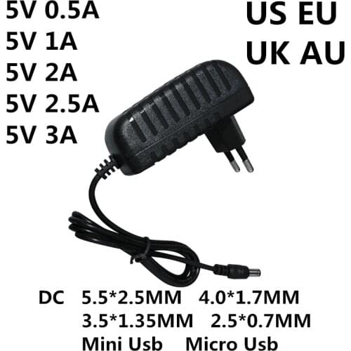 DC 5V 0.5A 1A 2A 2.5A 3A AC 100-240V Converter power Adapter 5 V Volt 1000MA Switch Power Supply Charger Mini Micro Usb