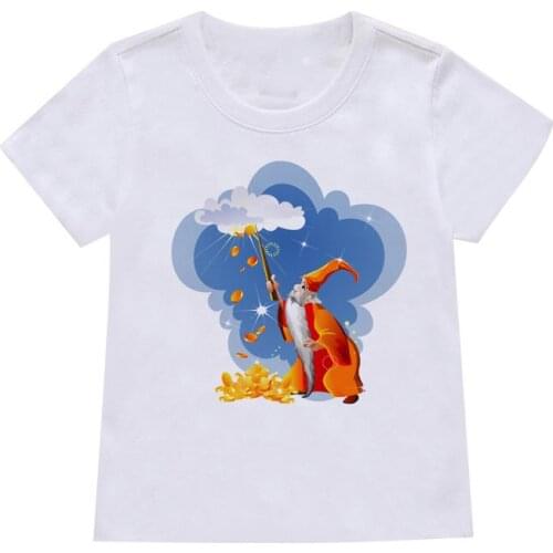 Childrens T-Shirt Fun Animation Print T-Shirt Summer New Boys And Girls T-Shirt Top Short Sleeves White Casual Top